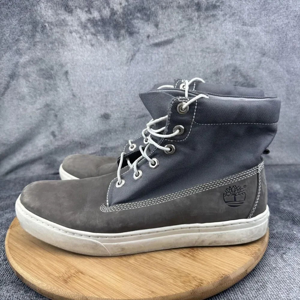 Timberland Chukka Boots Mens Size 10.5 Gray Leather Canvas Lace Up High Top
